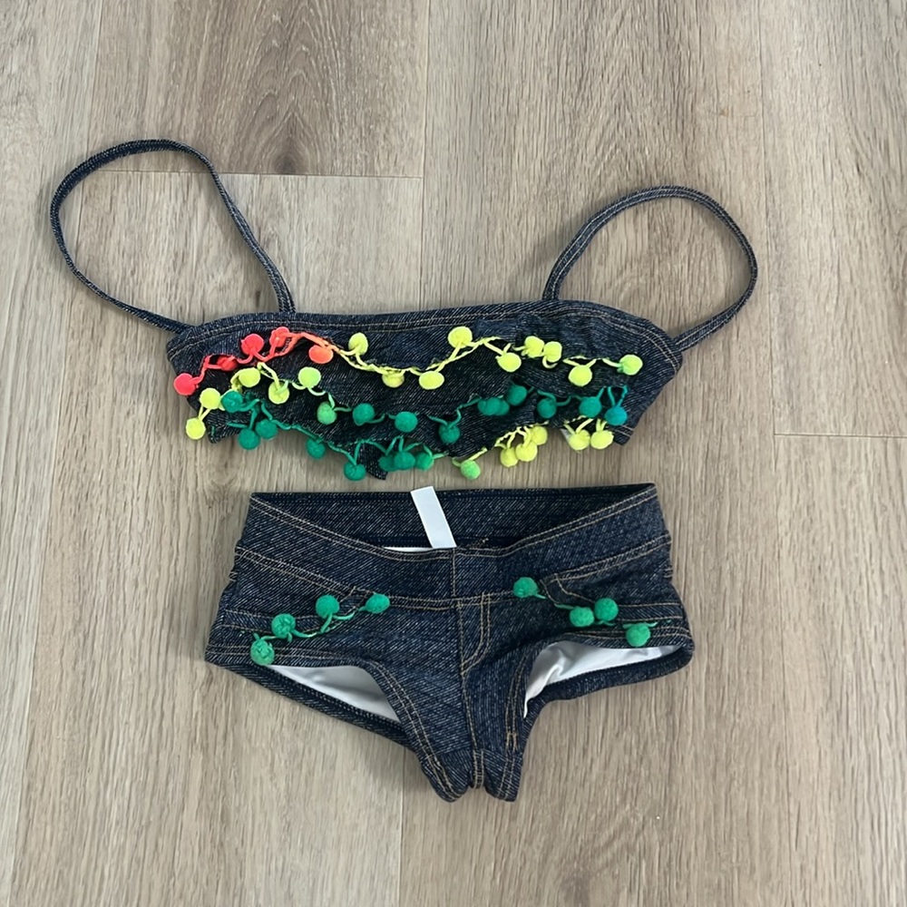 Pilyq PQ Pom-Pom Swimsuit Navy Demin color• 2/2T